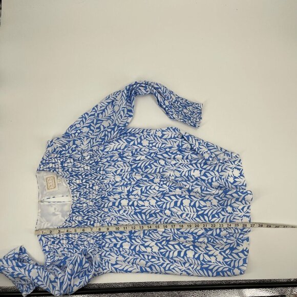 STS Sail to Sable Smocked Ruffle Blue White Top Womens Size Small Feminine - Picture 8 of 8